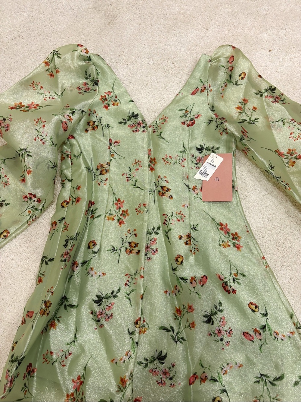 NWT Anthropologie BHLDN Samantha Long-Sleeve Organza Mini Dress Size XXS-XS - Picture 8 of 11